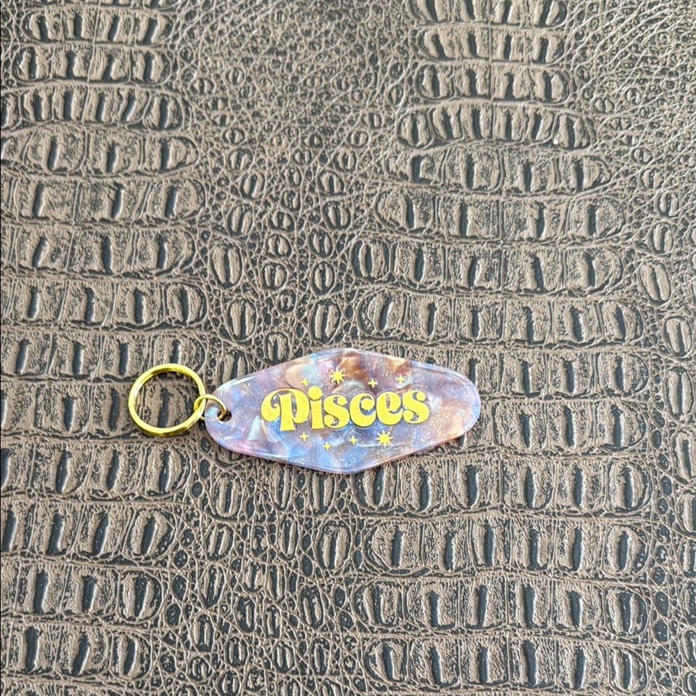 Pisces Zodiac Glitter Keychain Purple Marbled Acrylic Astrological Gift